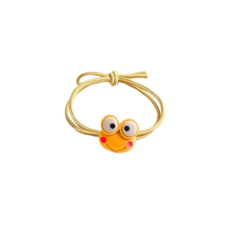 Cartoon Hair Rubber Hair Ring Frog Head Rope Hand Strap Couples Girl Hair Rope - Yellow