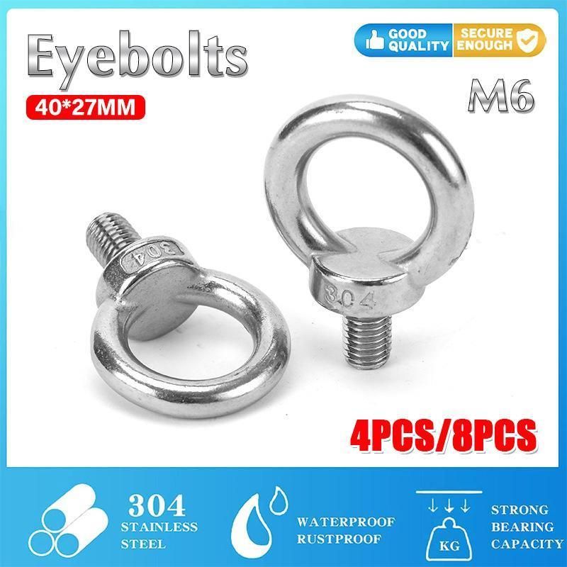 4/8PCS Eye Bolt Tie Down Kit For Rhino Pioneer Platform Roof Rack Fix The 4WD Awning - 4PCS