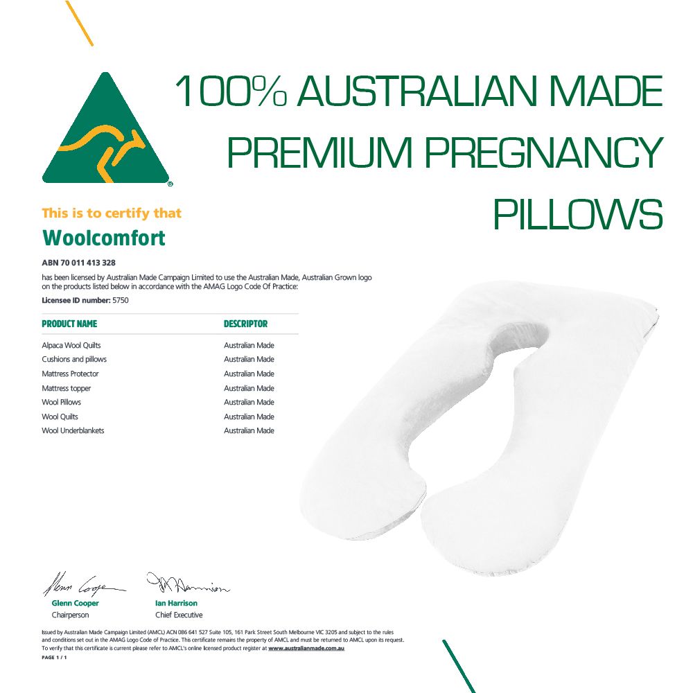 Woolcomfort Aus Made Maternity Pregnancy Nursing Sleeping Body Pillow Pillowcase Included Black x White