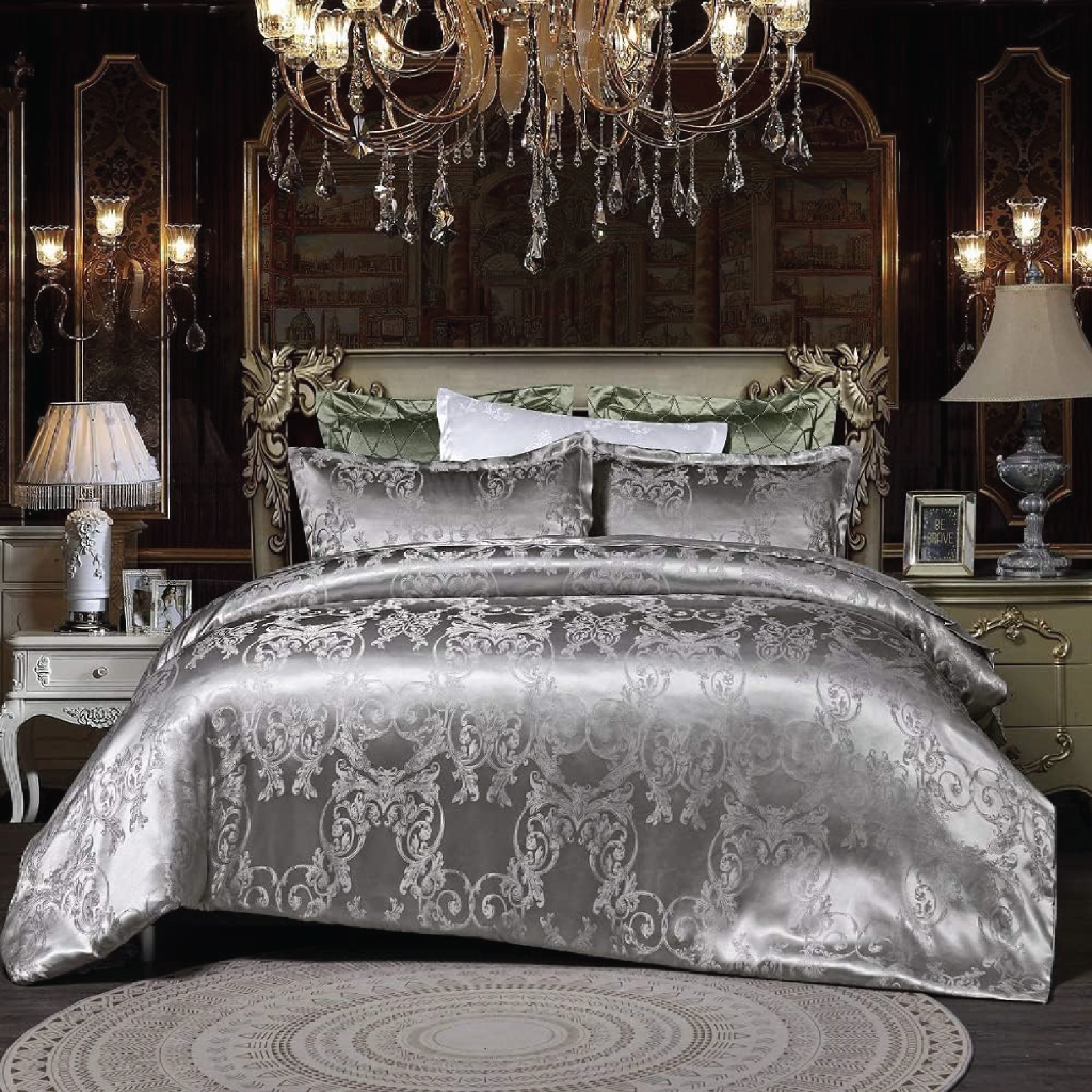 Dreamfields - Silvery Royal Quilt Cover Set - (3pcs, Super King Size)