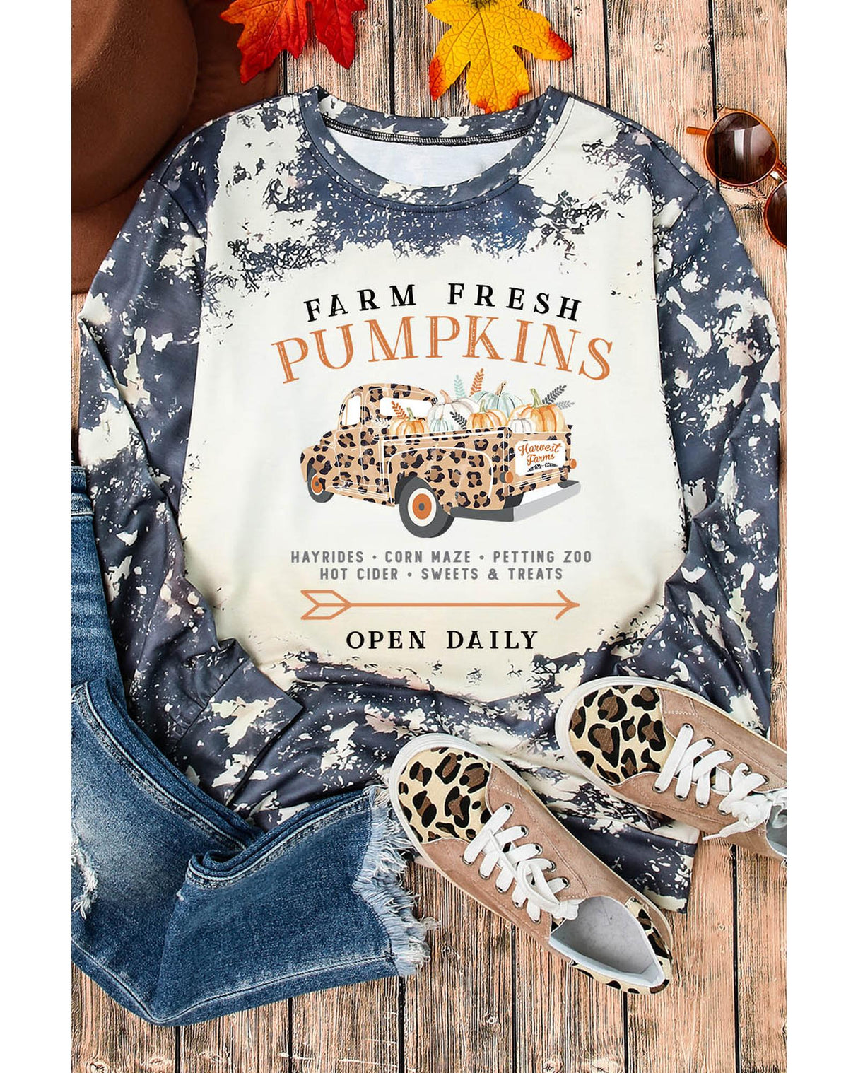 Farm Fresh Pumpkins Vintage Bleached Graphic Tee - S