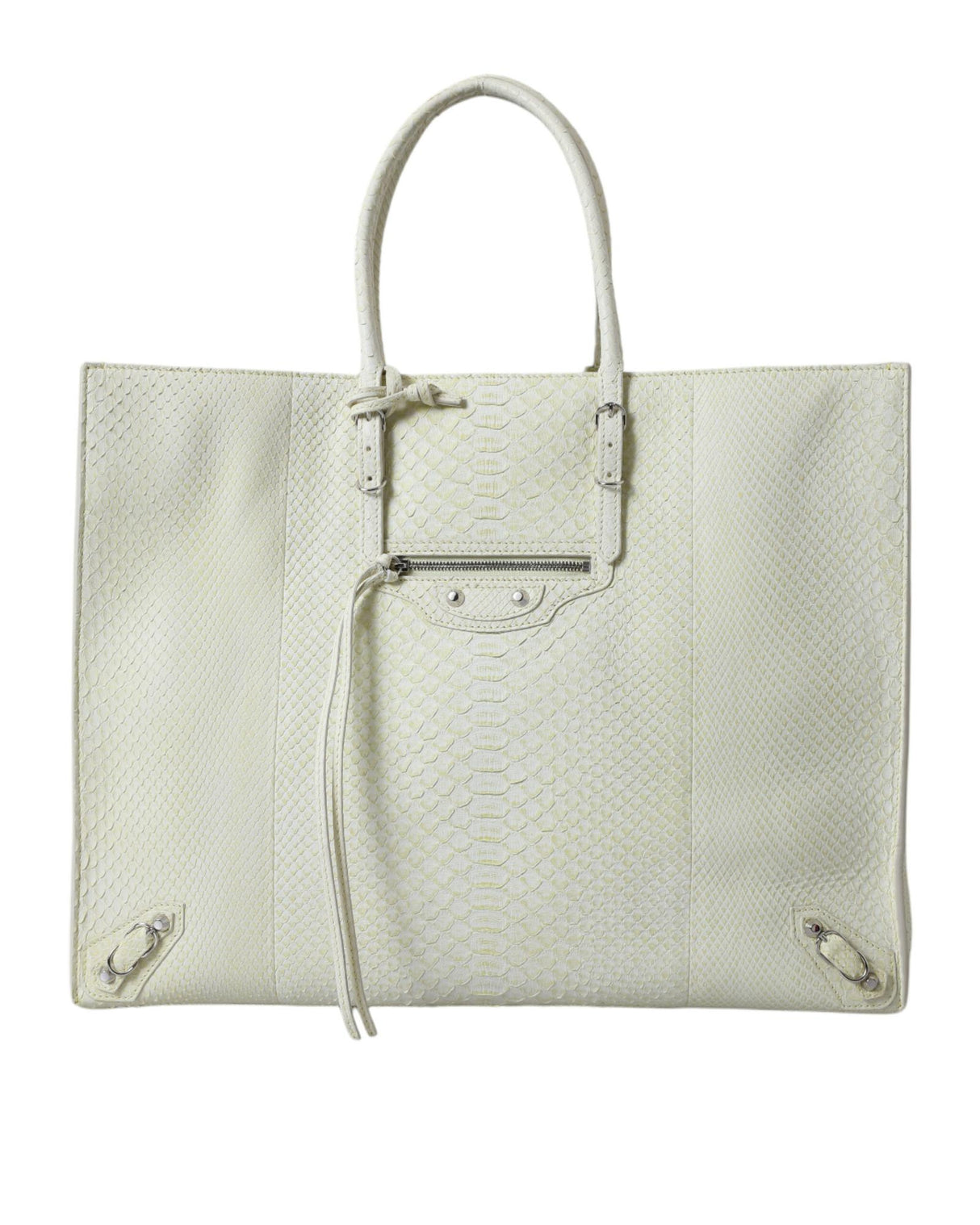 Balenciaga Women's Chic Python Leather Tote in White & Yellow - One Size