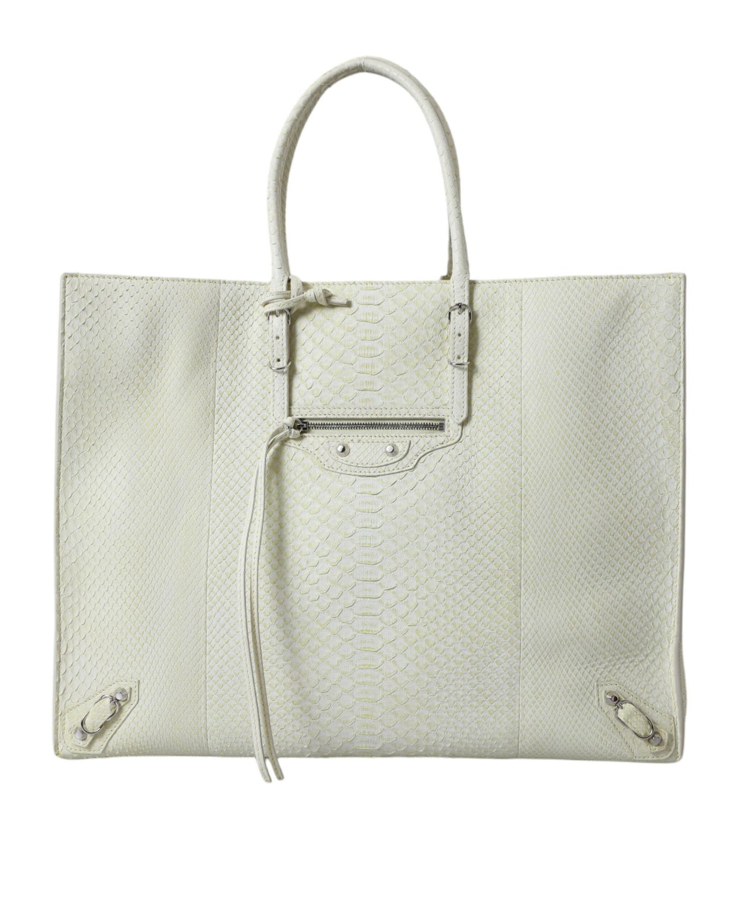 Balenciaga Women's Chic Python Leather Tote in White & Yellow - One Size