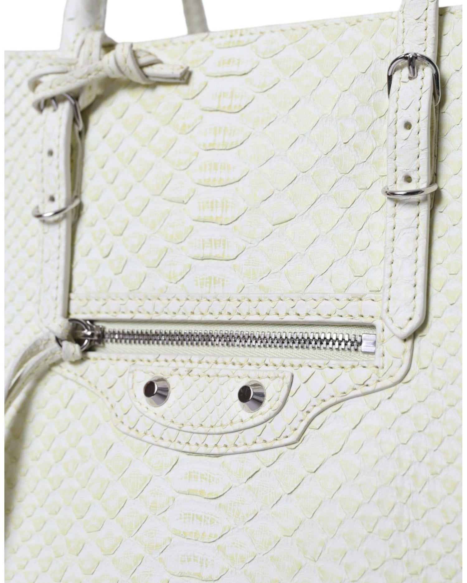 Balenciaga Women's Chic Python Leather Tote in White & Yellow - One Size