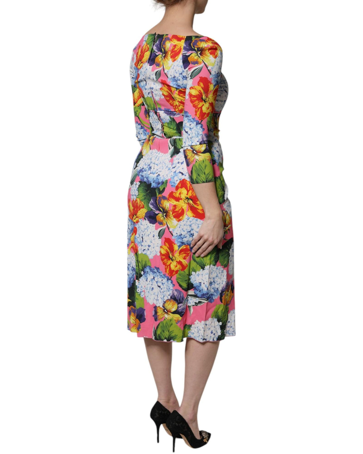 Dolce & Gabbana Women's Multicolor Floral Side Slit Midi Dress - 36 IT
