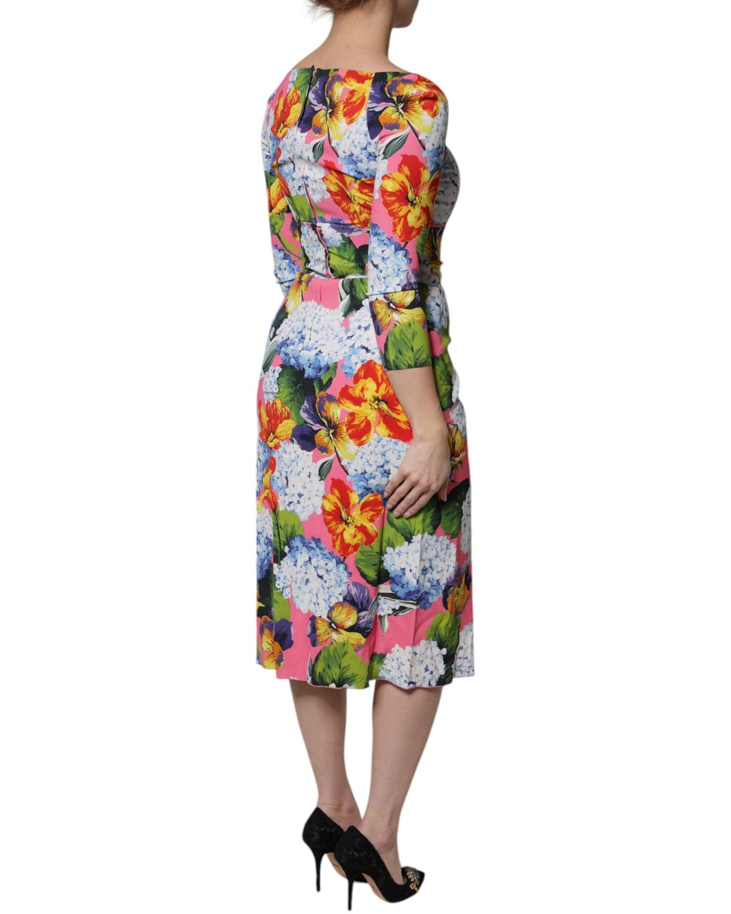 Dolce & Gabbana Women's Multicolor Floral Side Slit Midi Dress - 36 IT
