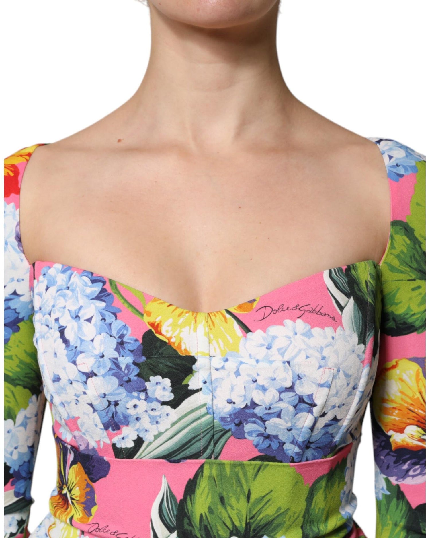 Dolce & Gabbana Women's Multicolor Floral Side Slit Midi Dress - 36 IT