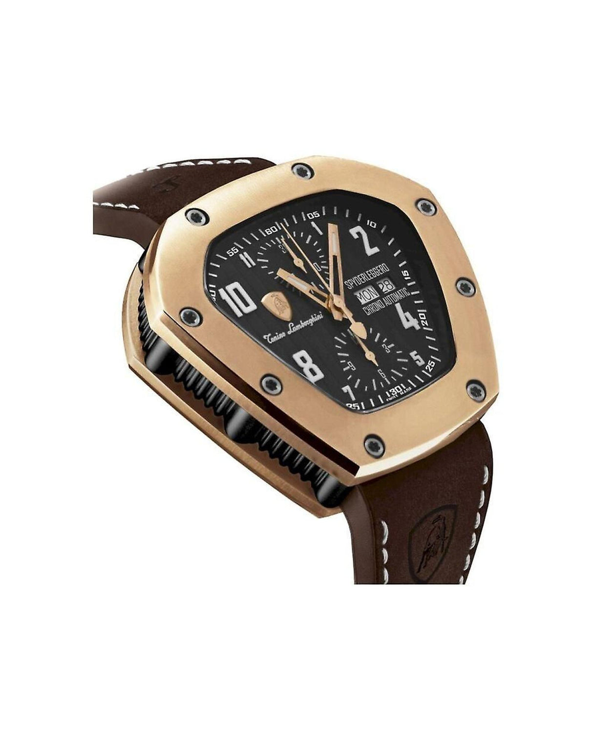 Lamborghini Men's Black Leather Watch - One Size
