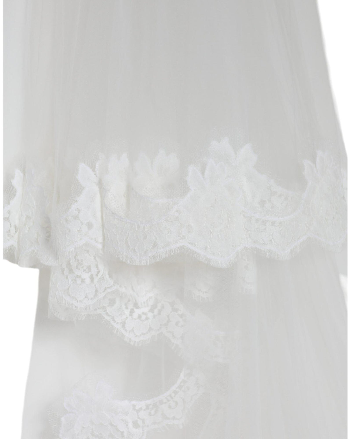 Dolce & Gabbana Women's White Floral Lace Nylon Floor Length Wedding Veil - One Size