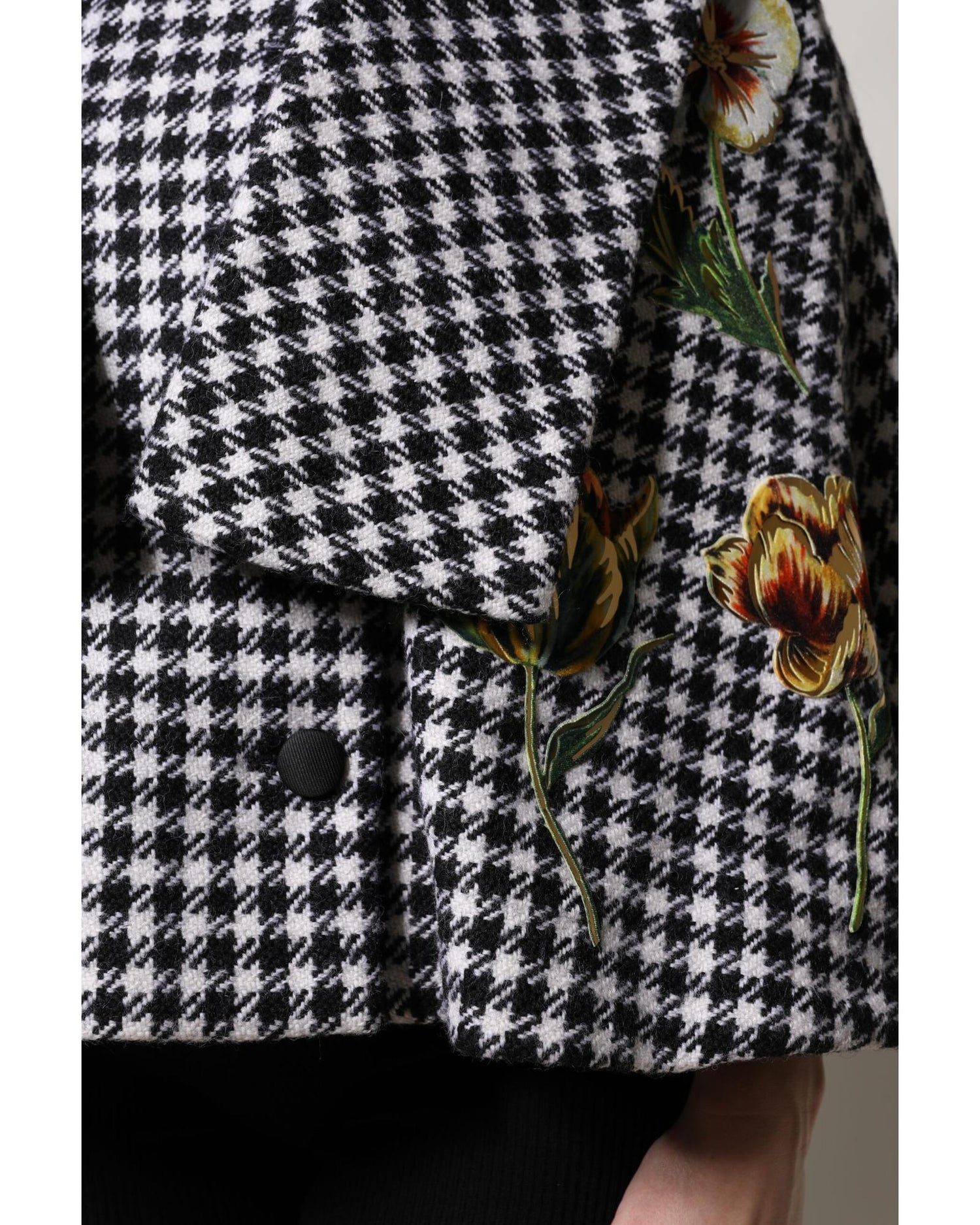 Dolce & Gabbana Women's Black White Monochrome Patterned Floral Cape Jacket - 38 IT