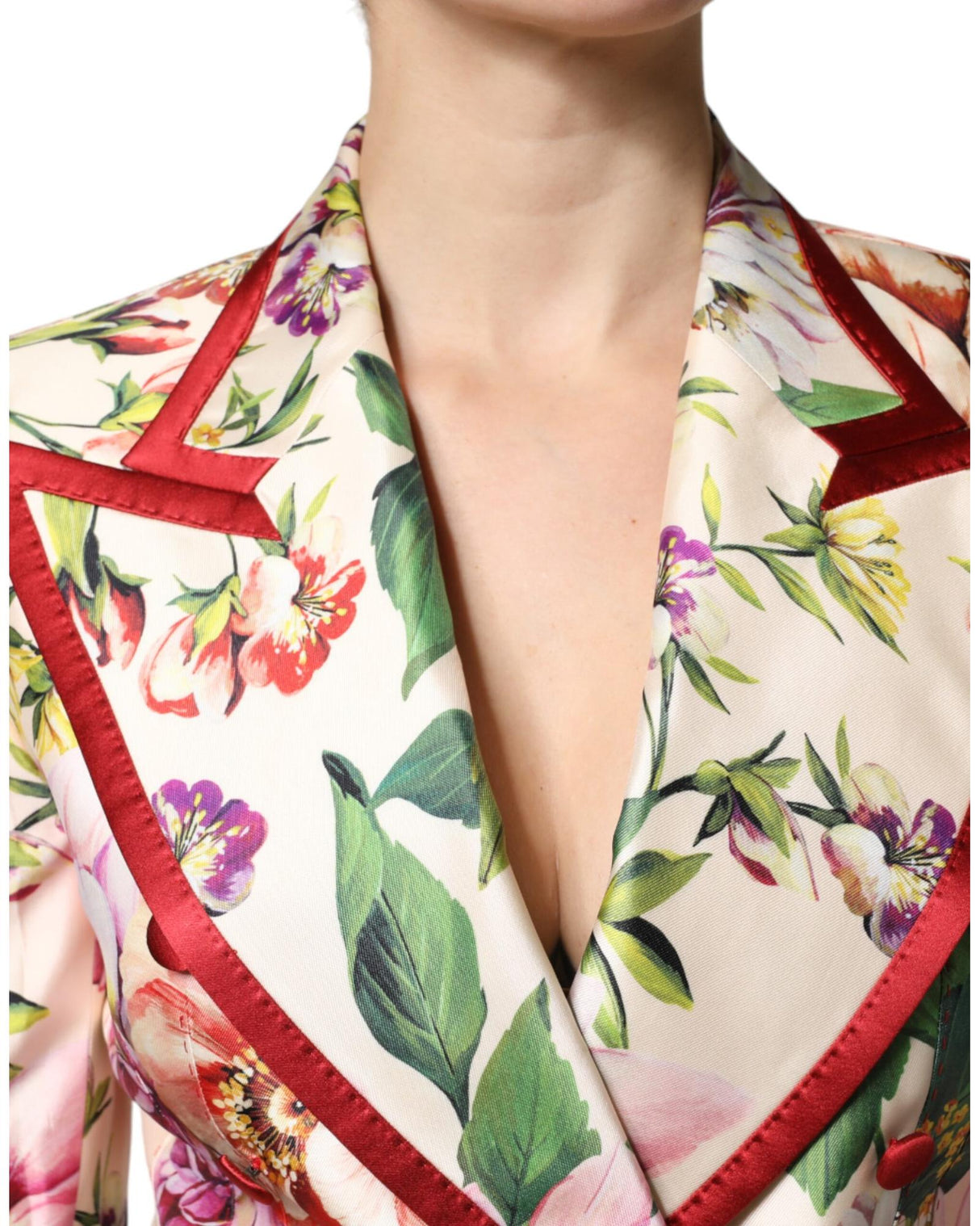 Dolce & Gabbana Women's Multicolor Floral Double Breasted Jacket - 40 IT