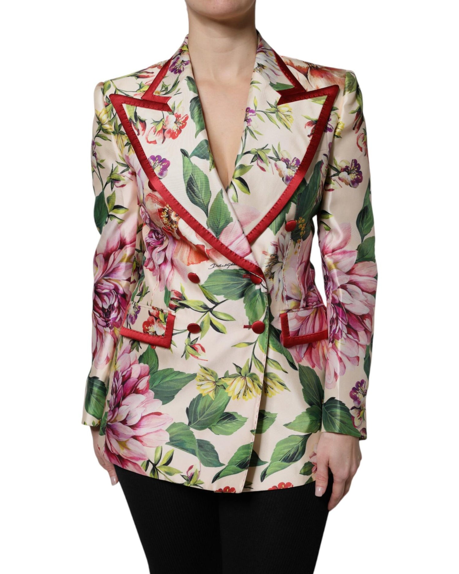 Dolce & Gabbana Women's Multicolor Floral Double Breasted Jacket - 42 IT