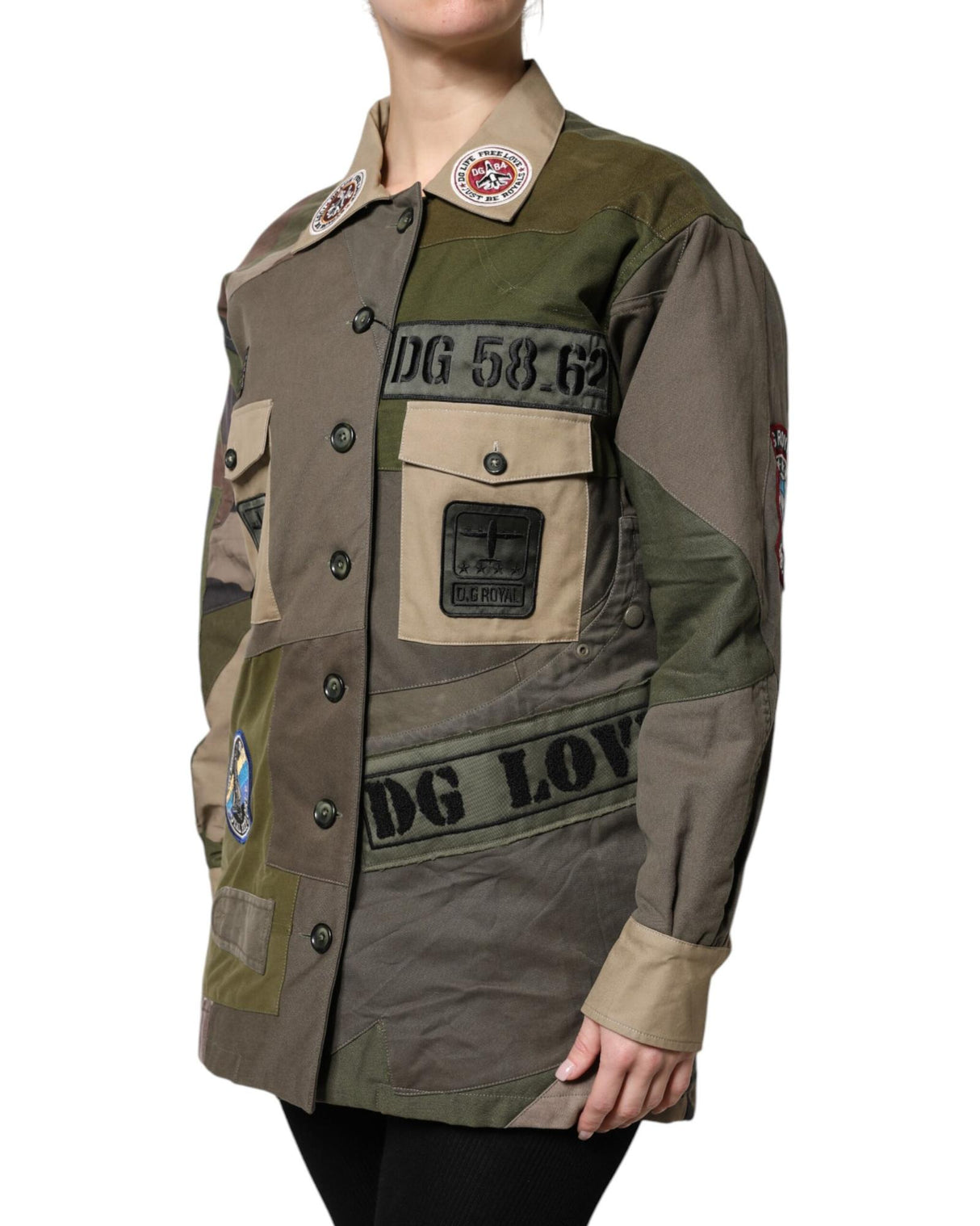 Dolce & Gabbana Women's Military Green Cotton Button Down Jacket - 36 IT