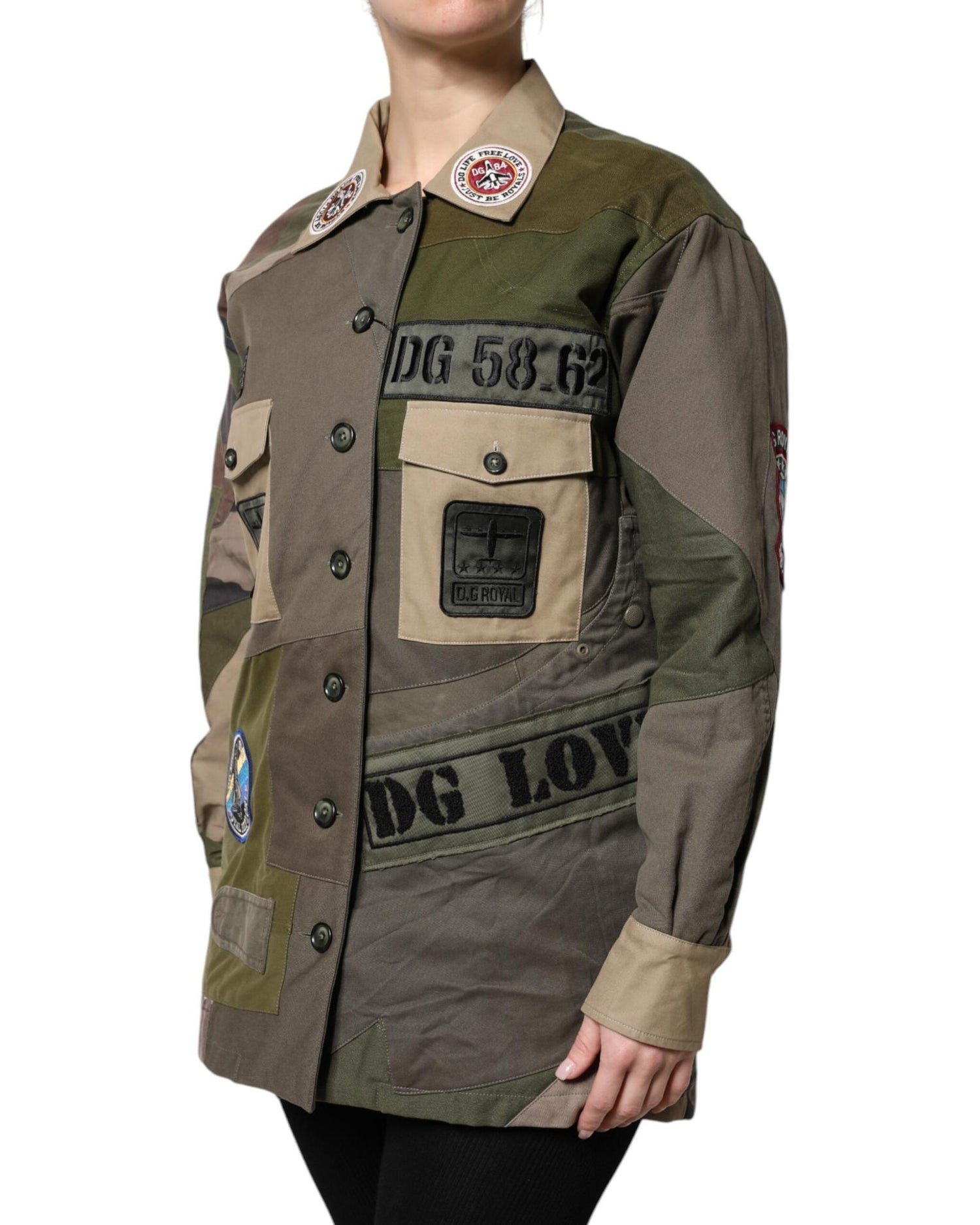 Dolce & Gabbana Women's Military Green Cotton Button Down Jacket - 36 IT