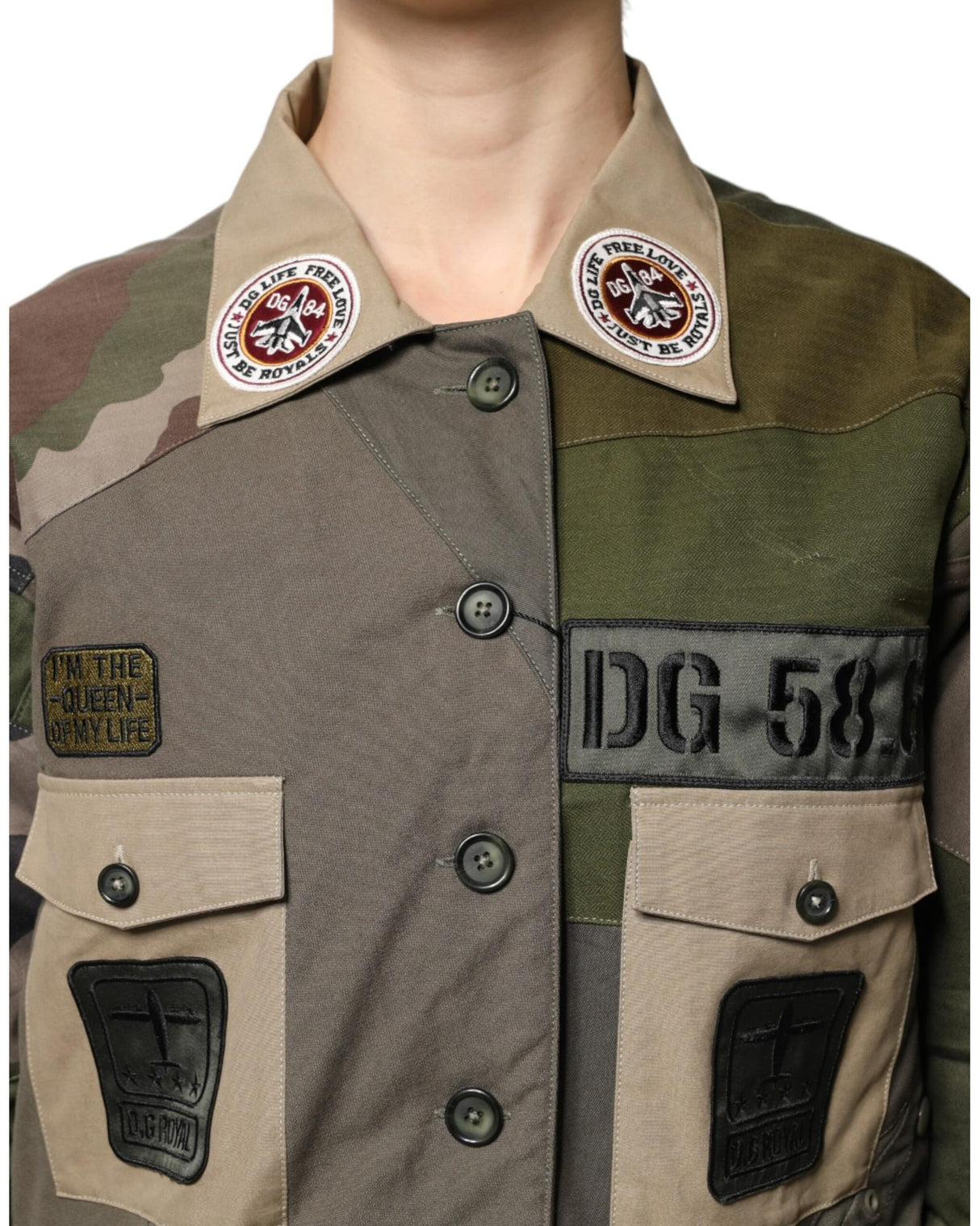 Dolce & Gabbana Women's Military Green Cotton Button Down Jacket - 36 IT