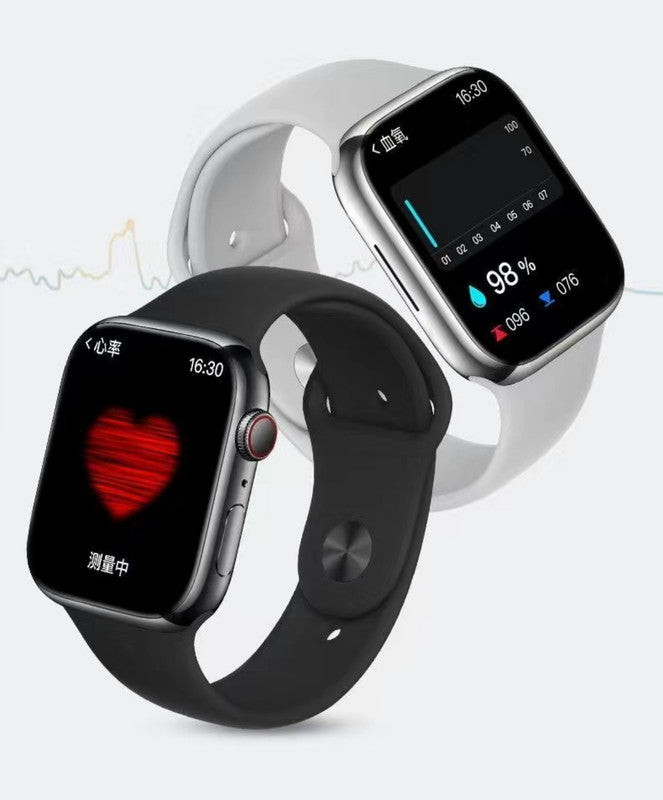 Smart Watch 44mm Bluetooth call Screen True Multidial Blood Oxygen Game Sports Mode Pro FOR IOS and Android Black with 2 straps