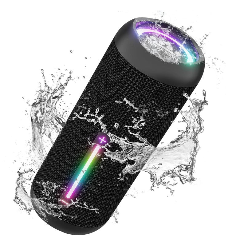 Compact Waterproof Bluetooth Speaker with LED Lights, 24H Playtime, Bluetooth 5.3, 360° Sound for Outdoor Adventures