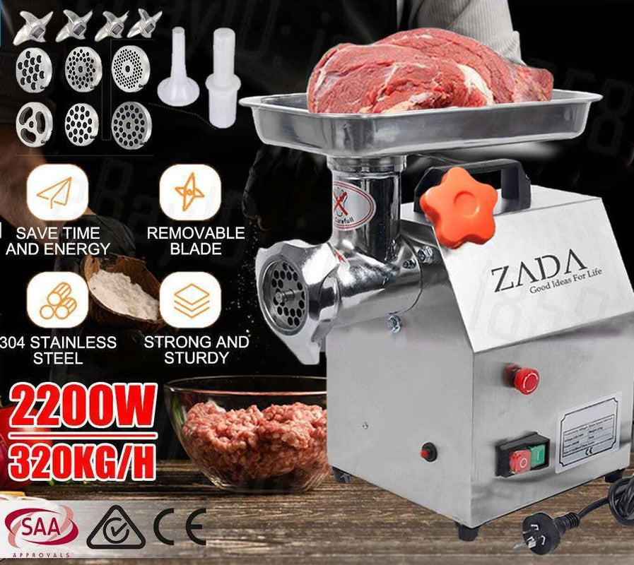 1.63HP Heavy-Duty Electric Meat Grinder & Sausage Stuffer 1200W for Commercial Use