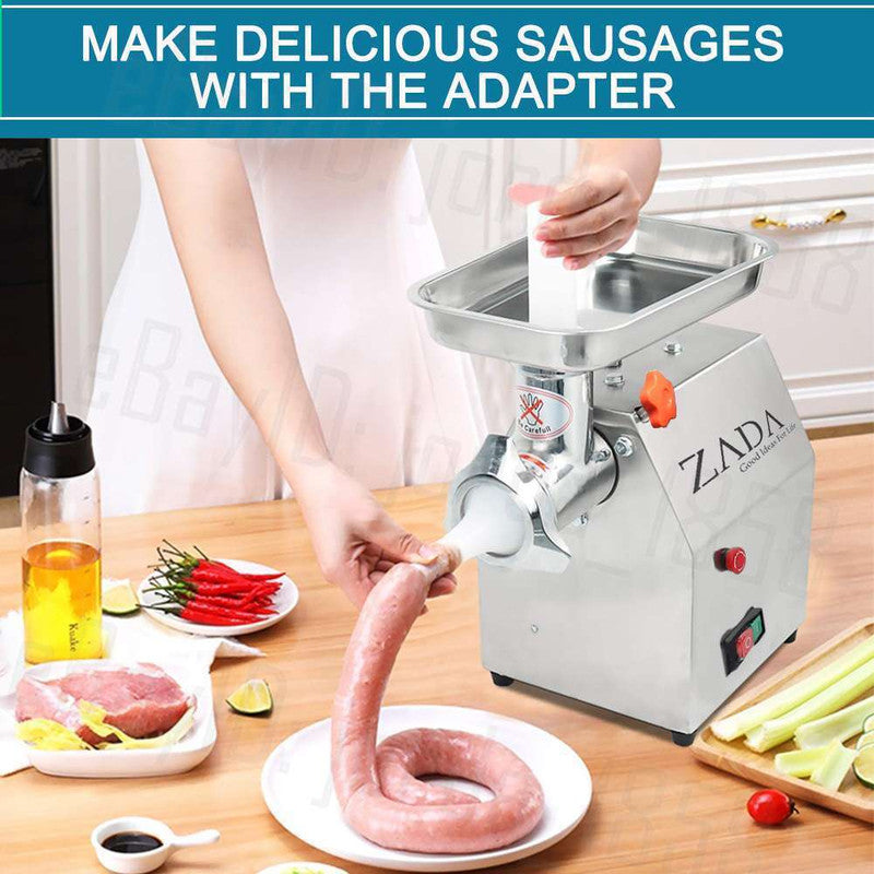 1.63HP Heavy-Duty Electric Meat Grinder & Sausage Stuffer 1200W for Commercial Use