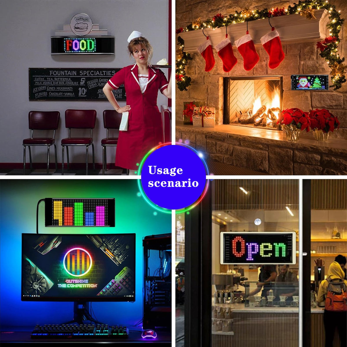 Programmable LED Matrix Panel Flexible Screen IP65 with APP Control 70*173mm