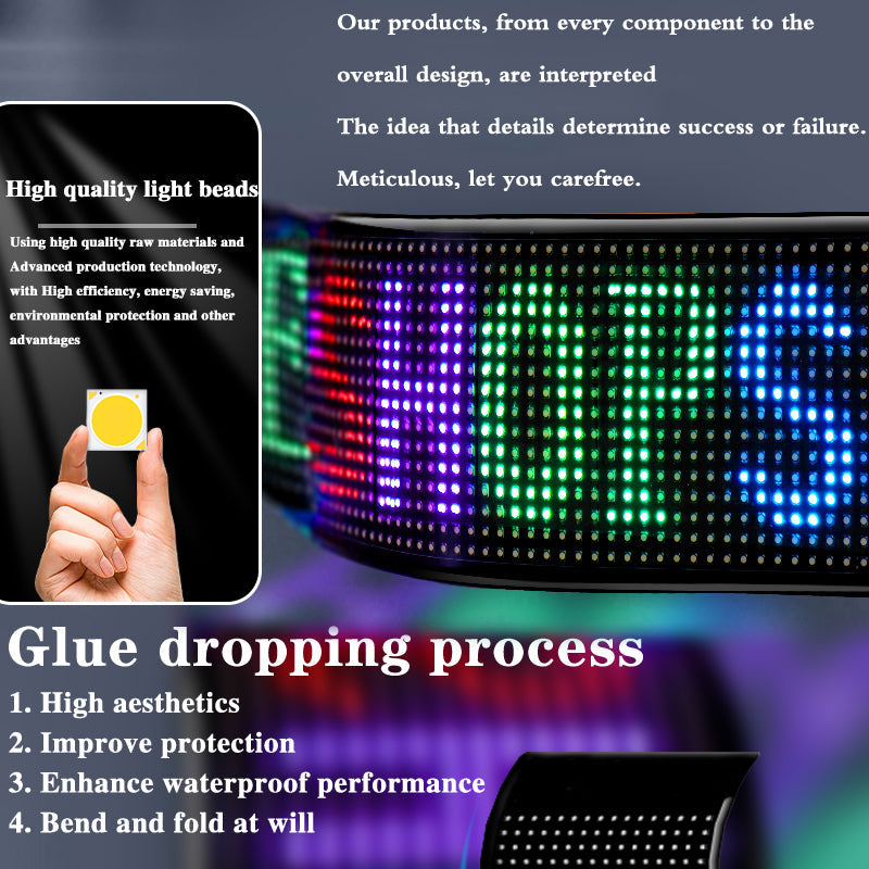 Programmable LED Matrix Panel Flexible Screen IP65 with APP Control 70*173mm