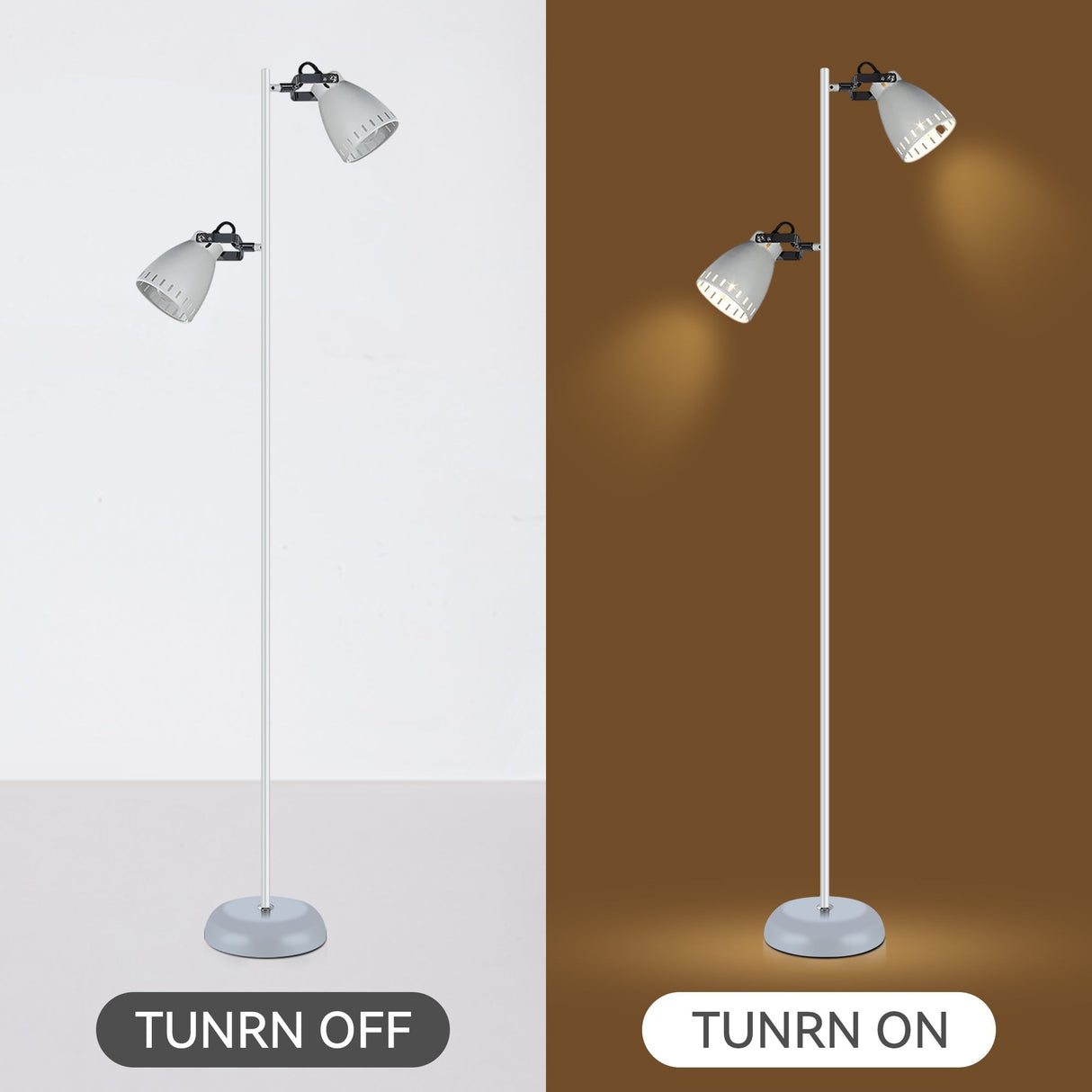 Audrey Adjustable Dual-Head Floor Lamp - White