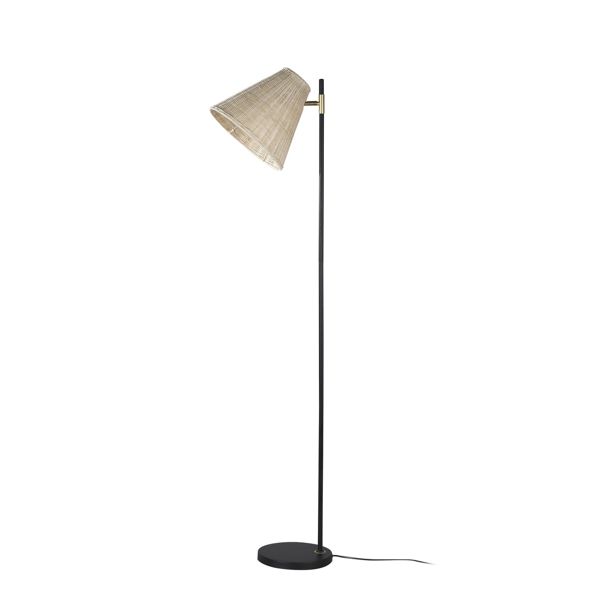 Yvette Natural Rattan & Black Metal Floor Lamp