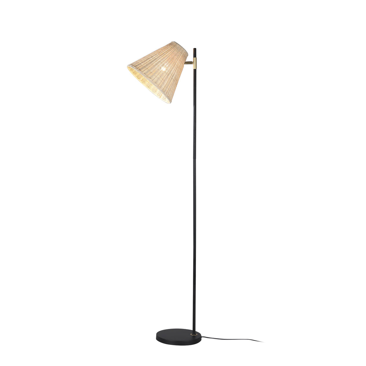 Yvette Natural Rattan & Black Metal Floor Lamp