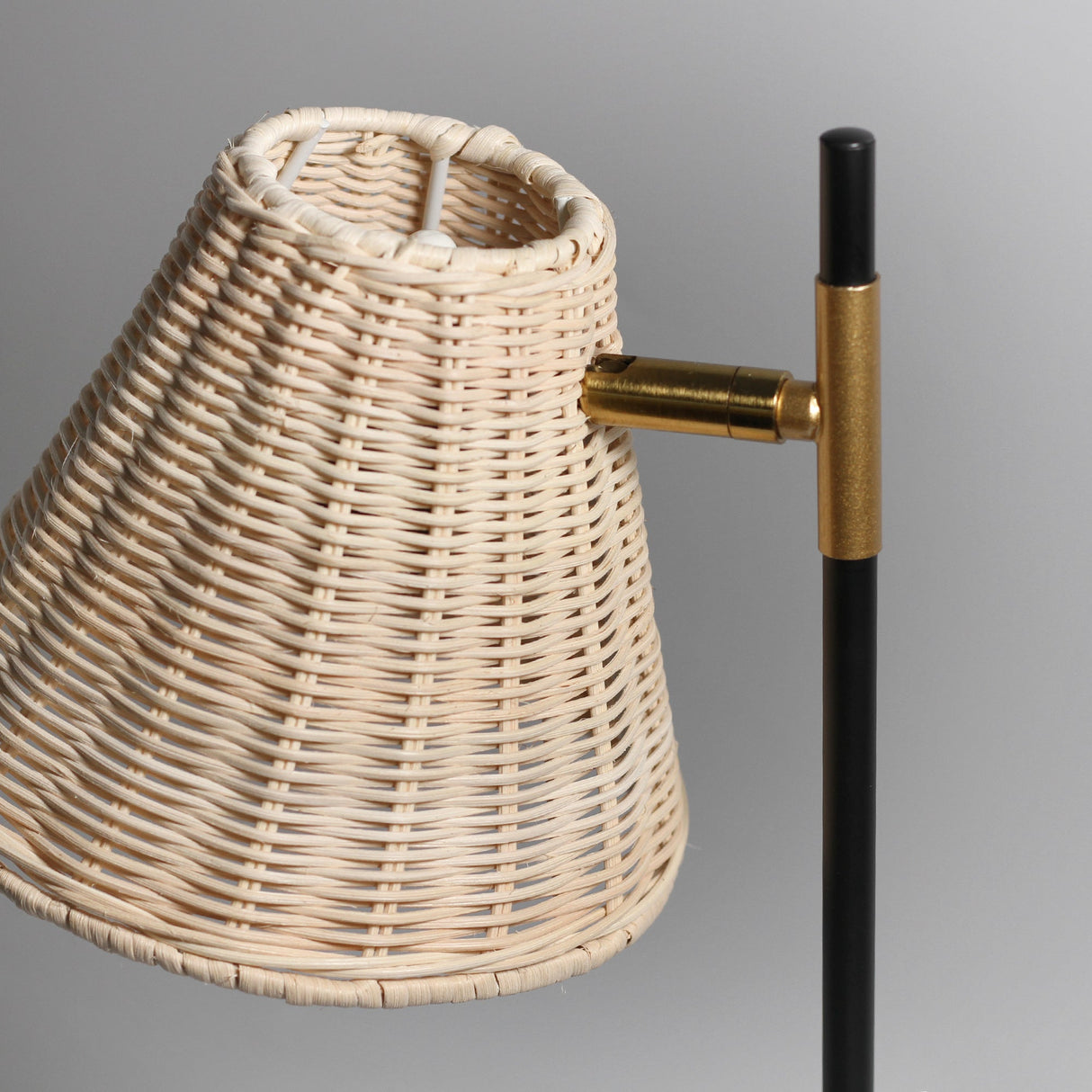 Yvette Natural Rattan & Black Metal Floor Lamp