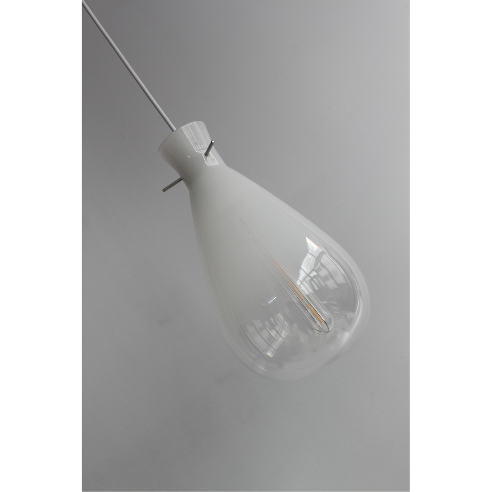 Sleek White Glass Teardrop Pendant Light
