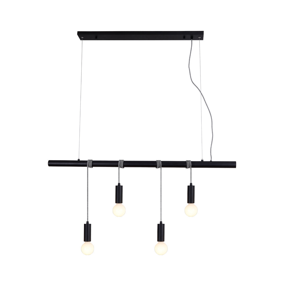 Bikkel Black Four-Light Suspension Lamp