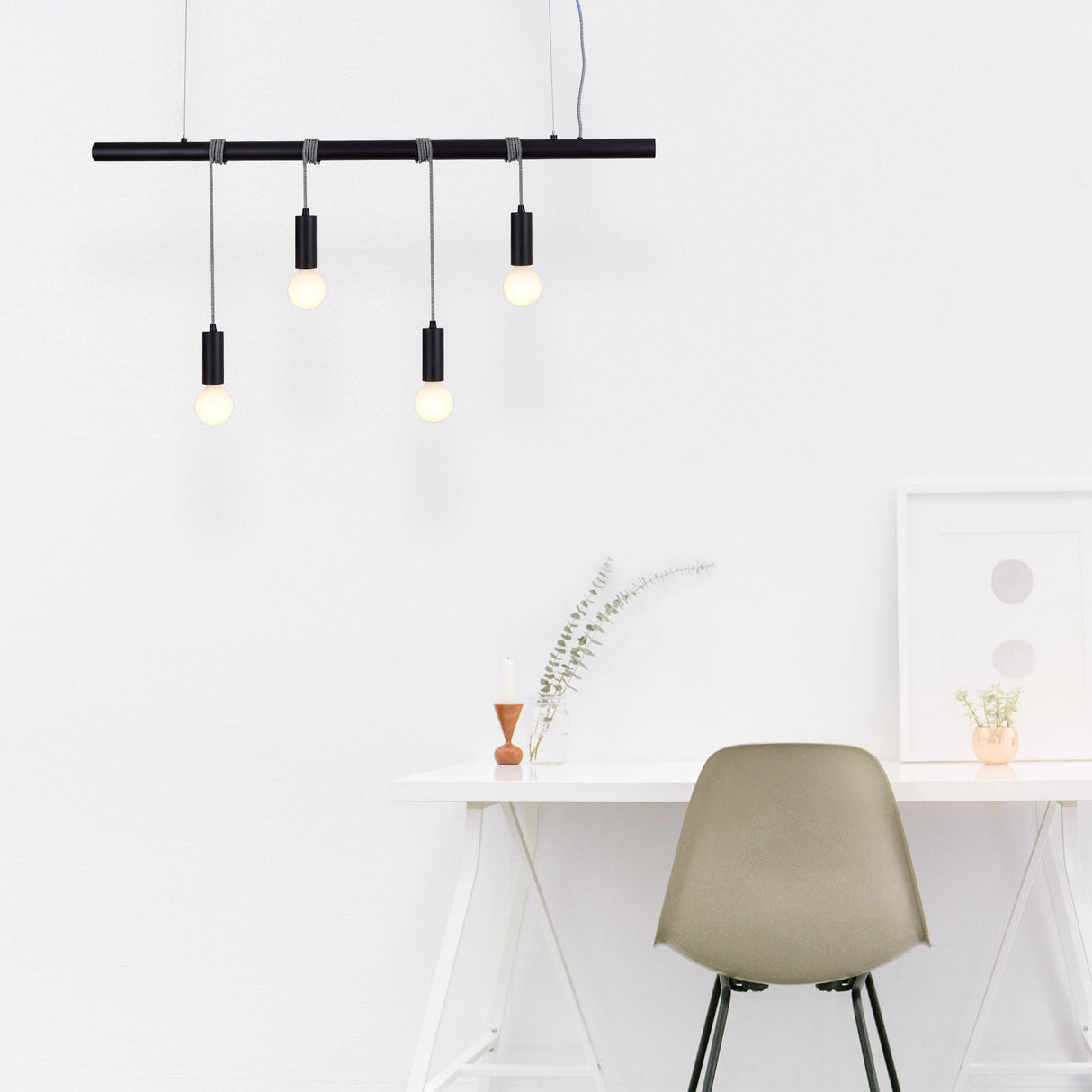 Bikkel Black Four-Light Suspension Lamp
