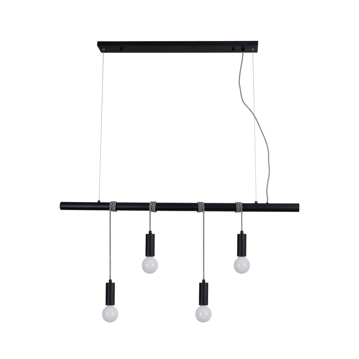 Bikkel Black Four-Light Suspension Lamp