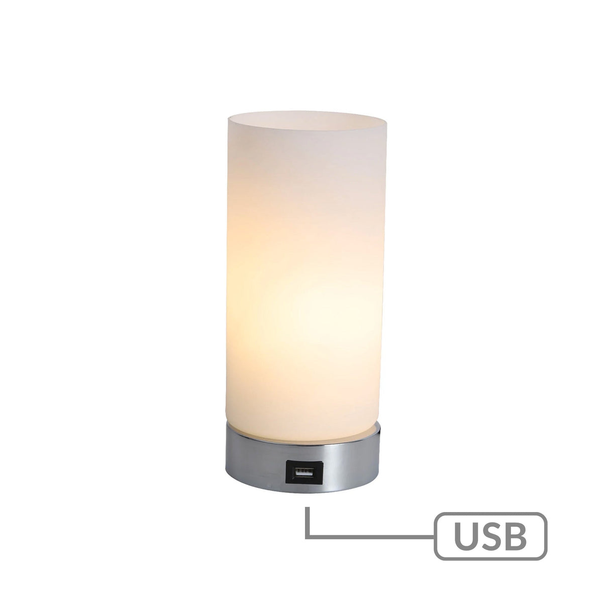 Sleek Touch Control Cylinder Lamp with USB Charging Port