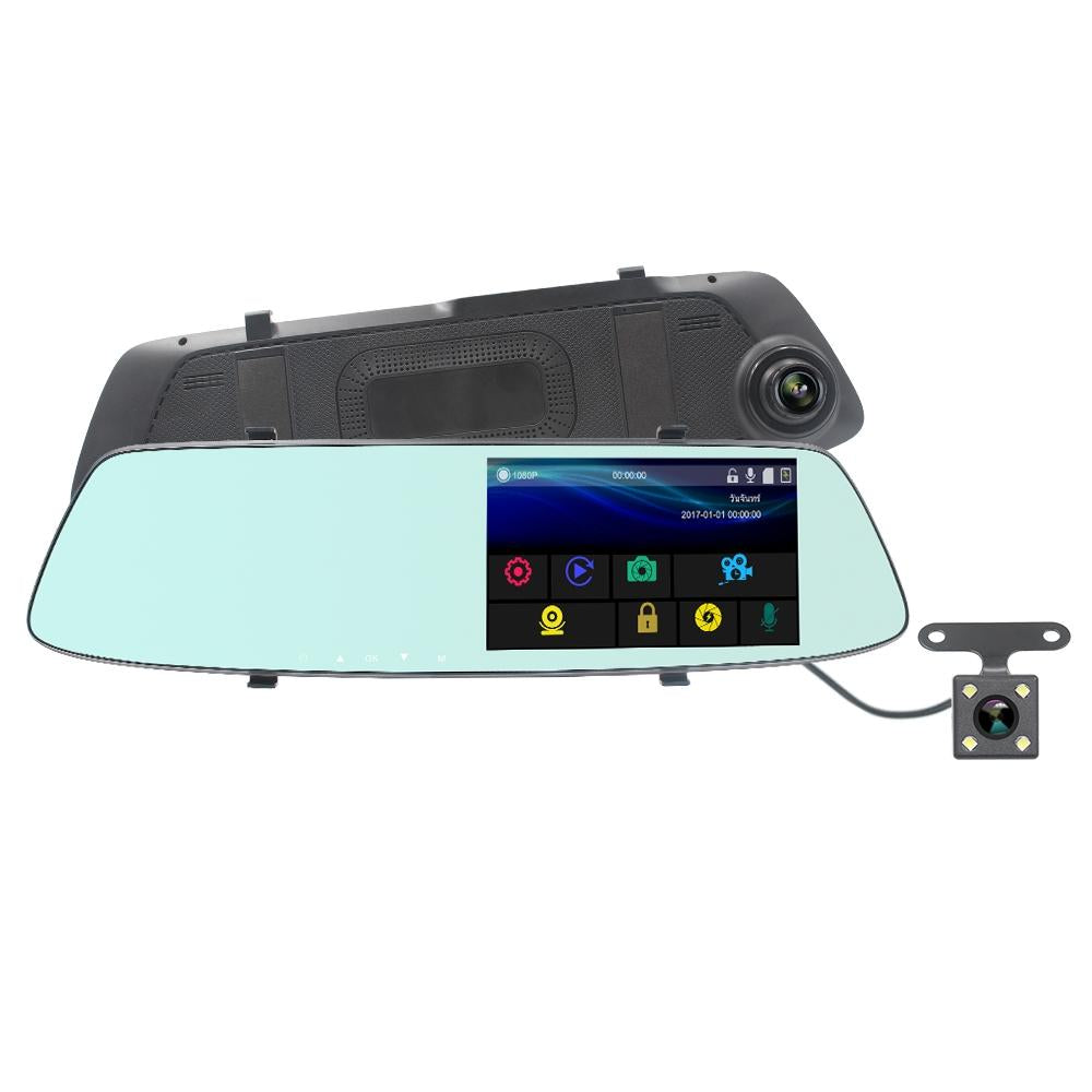5 Lcd Touch Screen Rear View Mirror Car Recorder with Separate Camera