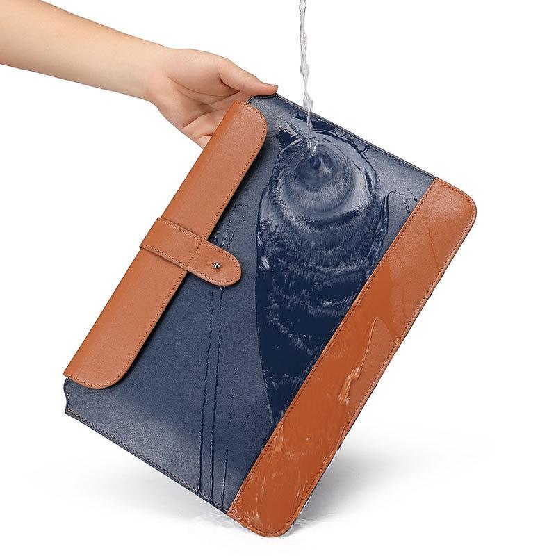 13-14 Inch Horizontal Microfiber Notebook Liner & Power Bag - Gray & Brown