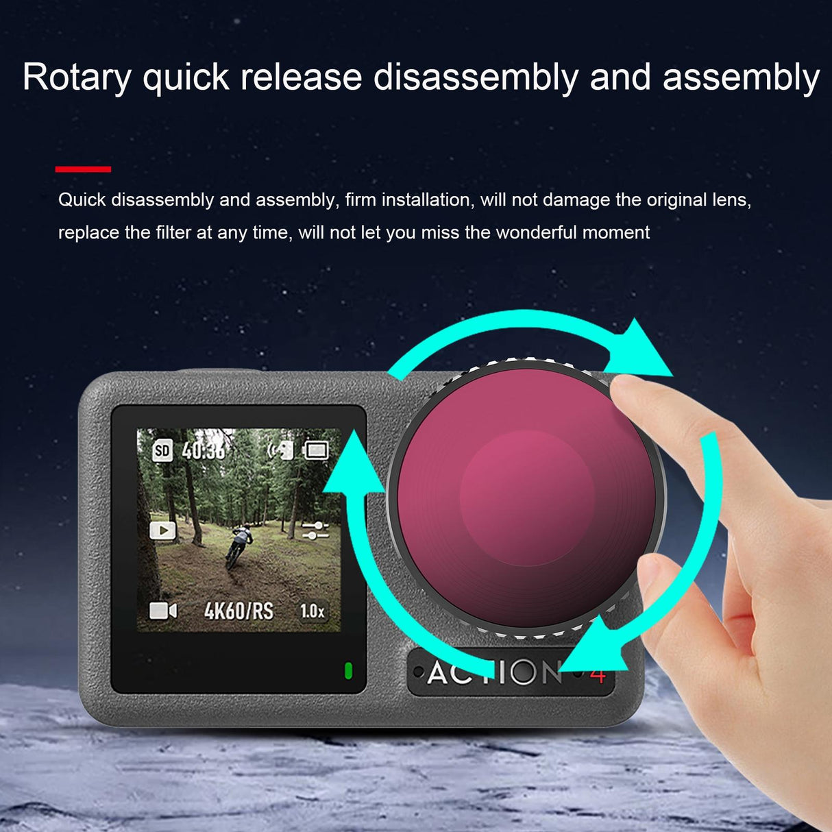 4-in-1 Lens Filter Set for Dji Action 4 - Nd8 Nd16 Nd32 Cpl