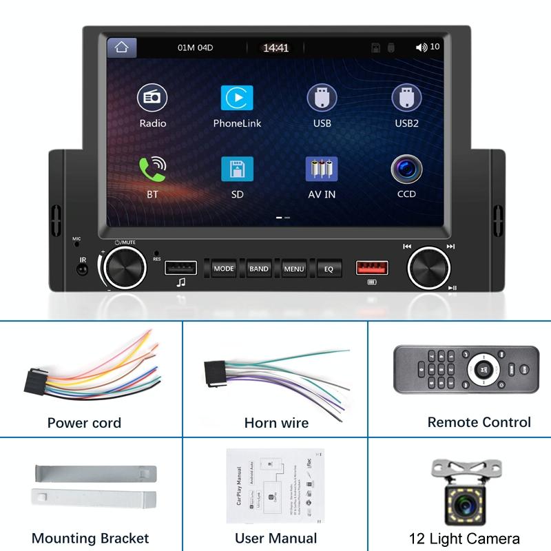6.2 Inch Single Butt Carplay Car Monitor - Universal Wired Mp5 Player - Standard