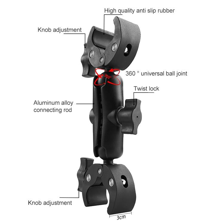 18cm Dual Head Motorcycle Handlebar Mount - 18Cm