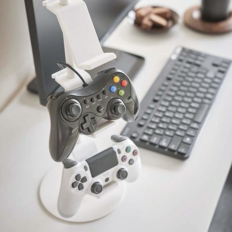 3-tier Desktop Gamepad and Headphone Storage Rack - White