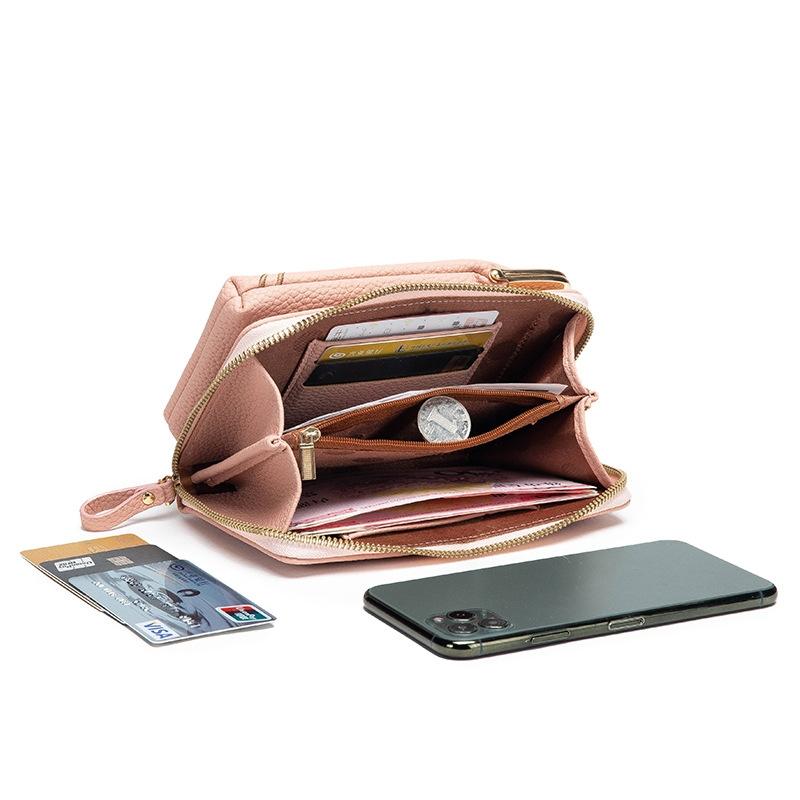 Black Embroidered Single Shoulder Phone Bag Wallet - Gray