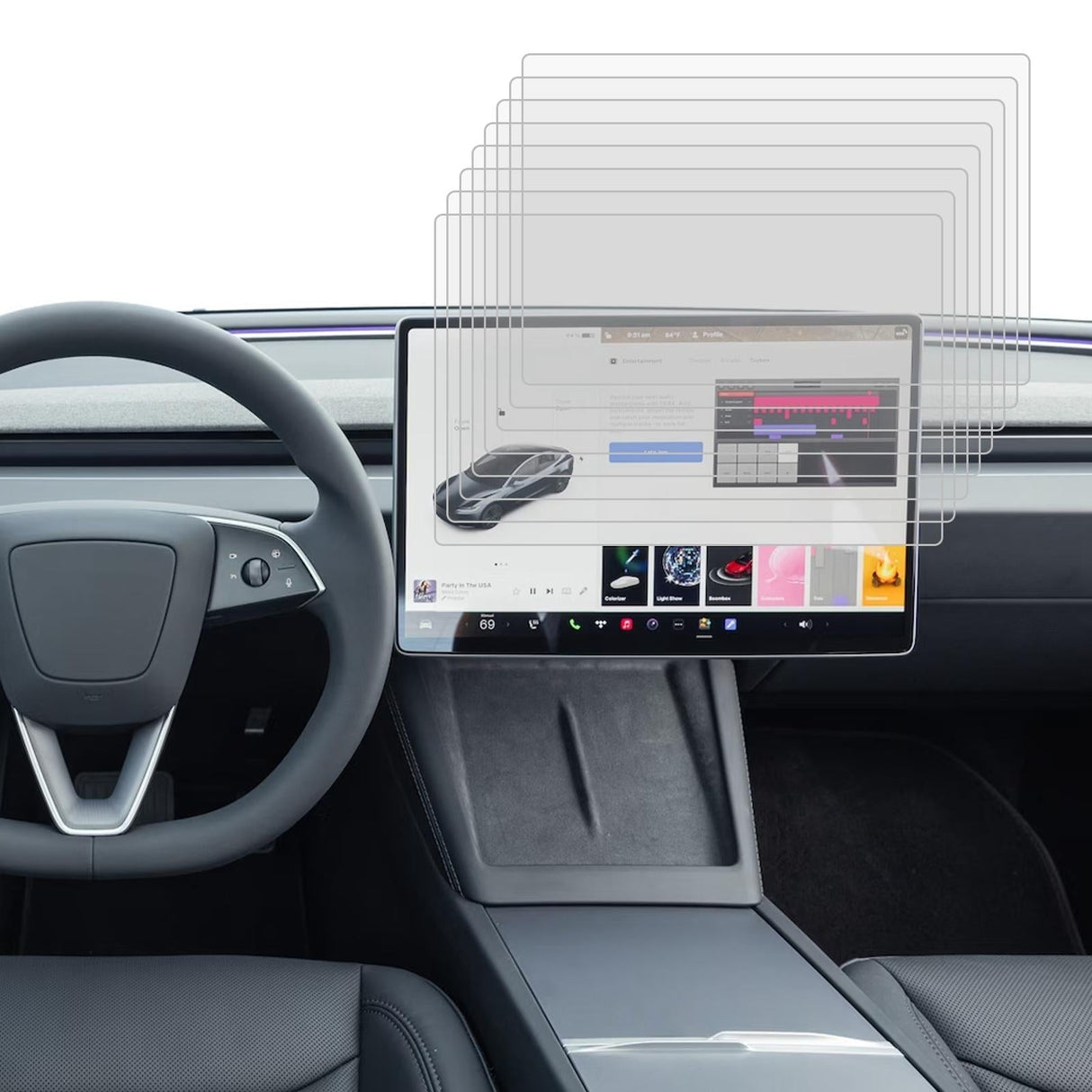 25-pack Tempered Glass Film for Car Navigator Protection - For Tesla Model 3 2024