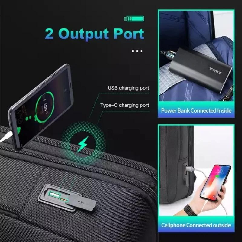 Deluxe Waterproof Laptop Backpack with Usb & Type-c Port - Large Capacity - 61-122891