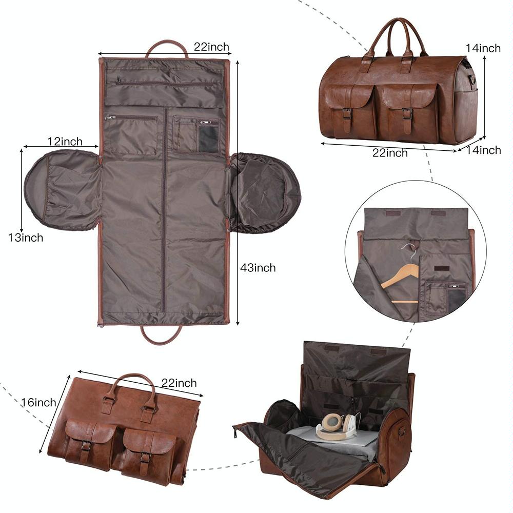 Compact Duffel Bag with Shoe Storage - Brown