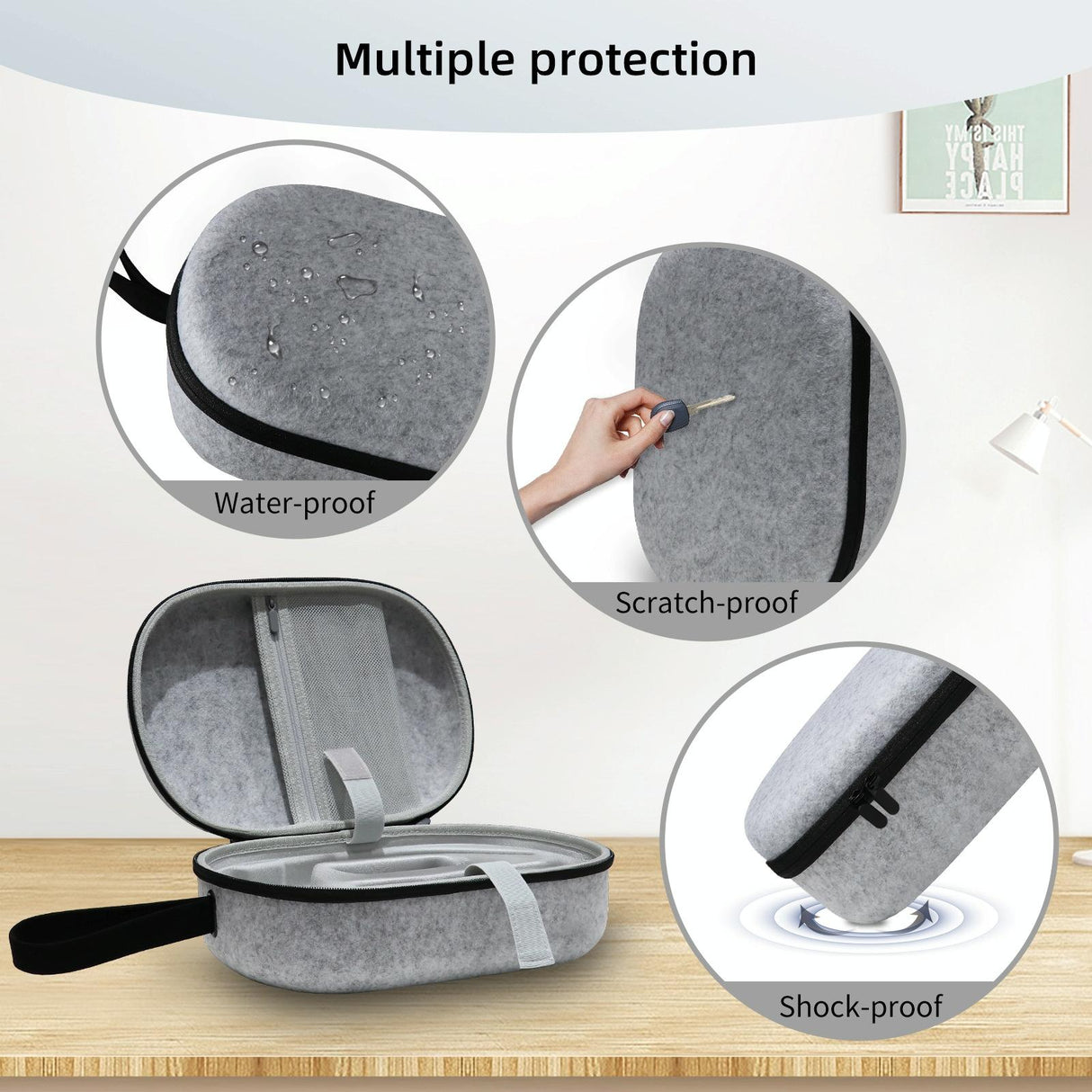 Portable Vr Headset Storage Bag for Apple Vision Pro Glasses - Gray Felt - Gray Linen