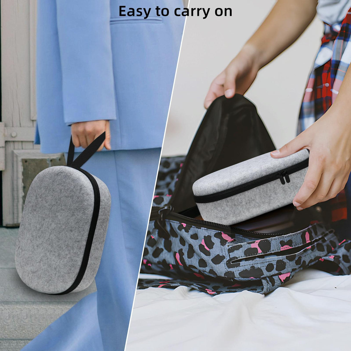 Portable Vr Headset Storage Bag for Apple Vision Pro Glasses - Gray Felt - Gray Linen