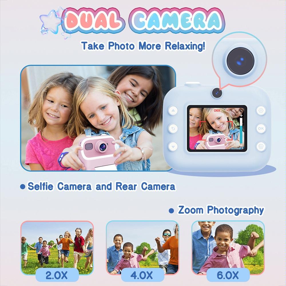 Blue Children'S Thermal Camera With Dual-Camera 1080P Hd 2400W Pixel 2.4-Inch Display - Pink