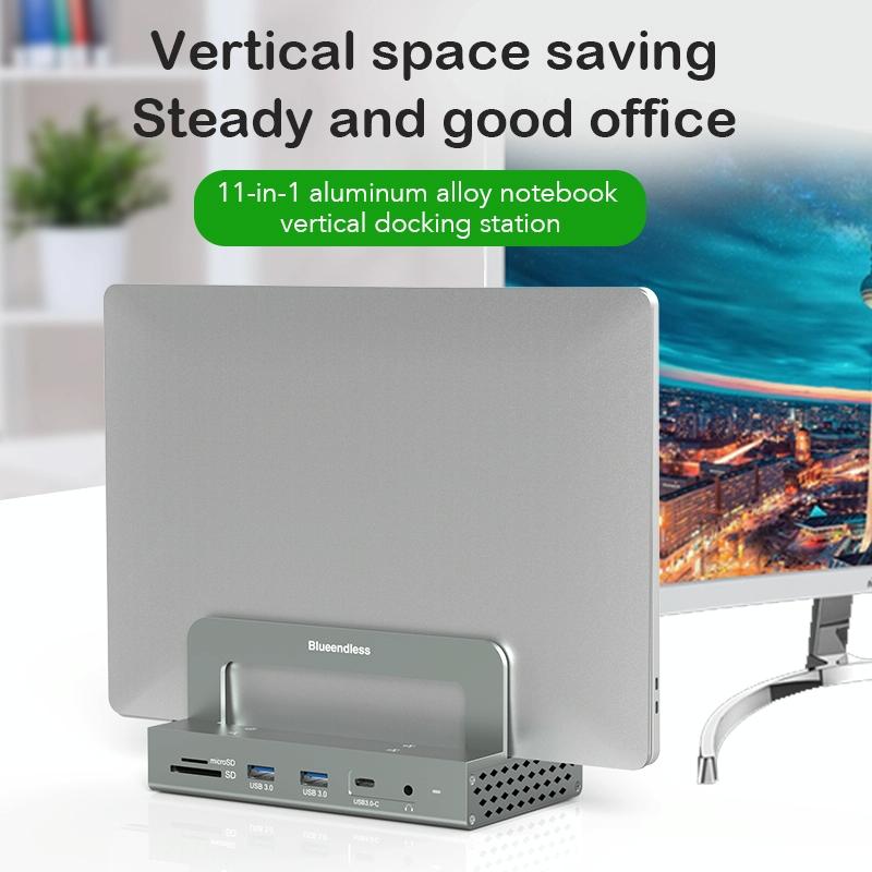 Vertical Laptop Docking Station with 4k / 60hz Type-c Hub - 10-In -1 Without Lan