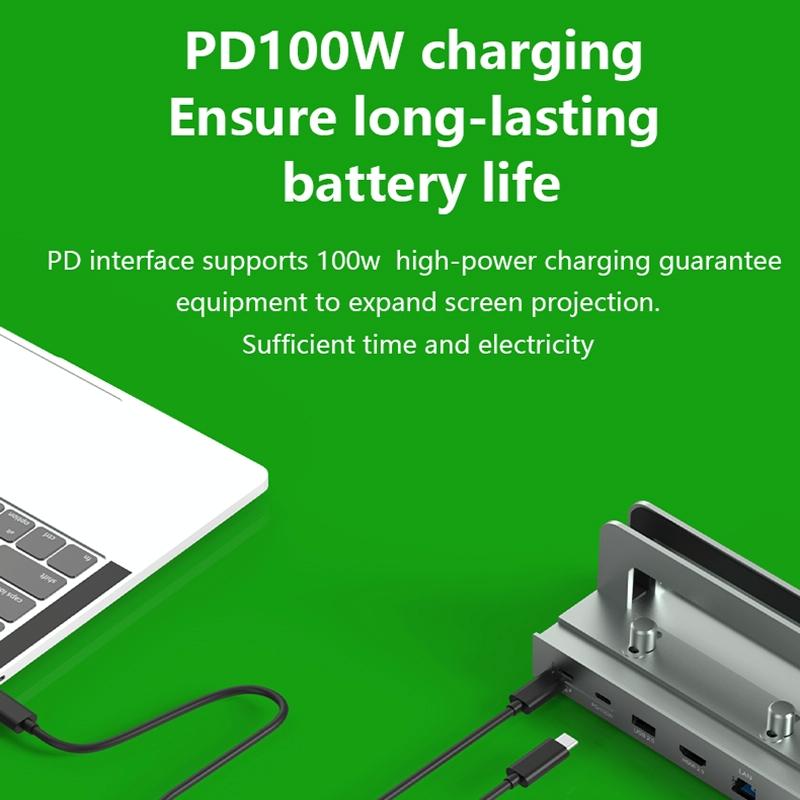 Vertical Laptop Docking Station with 4k / 60hz Type-c Hub - 10-In -1 Without Lan