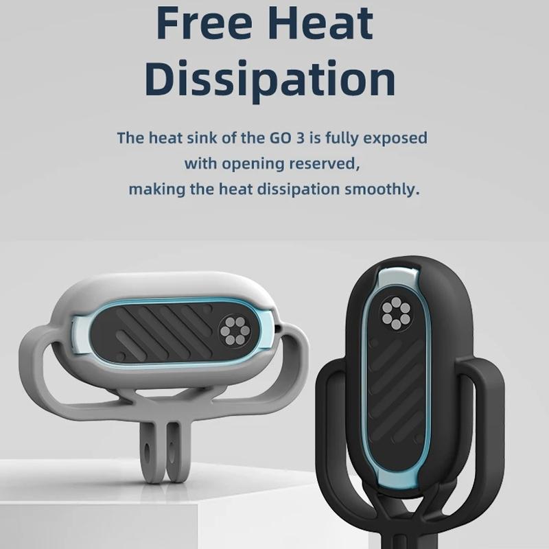 Amagisn Silicone Case for Insta360 Go 3 Camera - Horizontal - Horizontal Gray